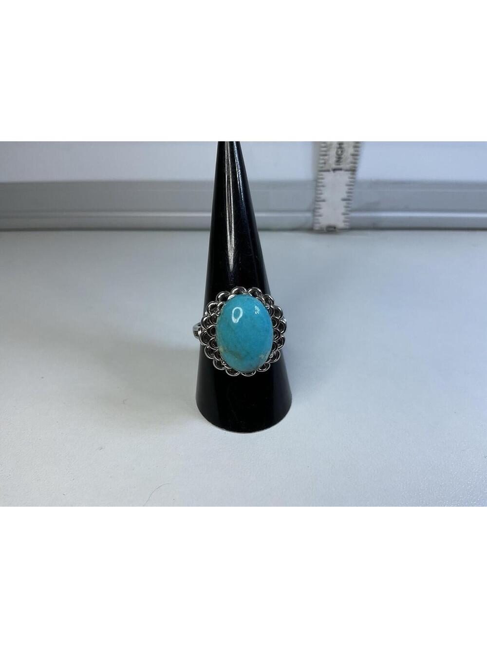 Lenox Sterling Turquoise Statement Ring So 8.5